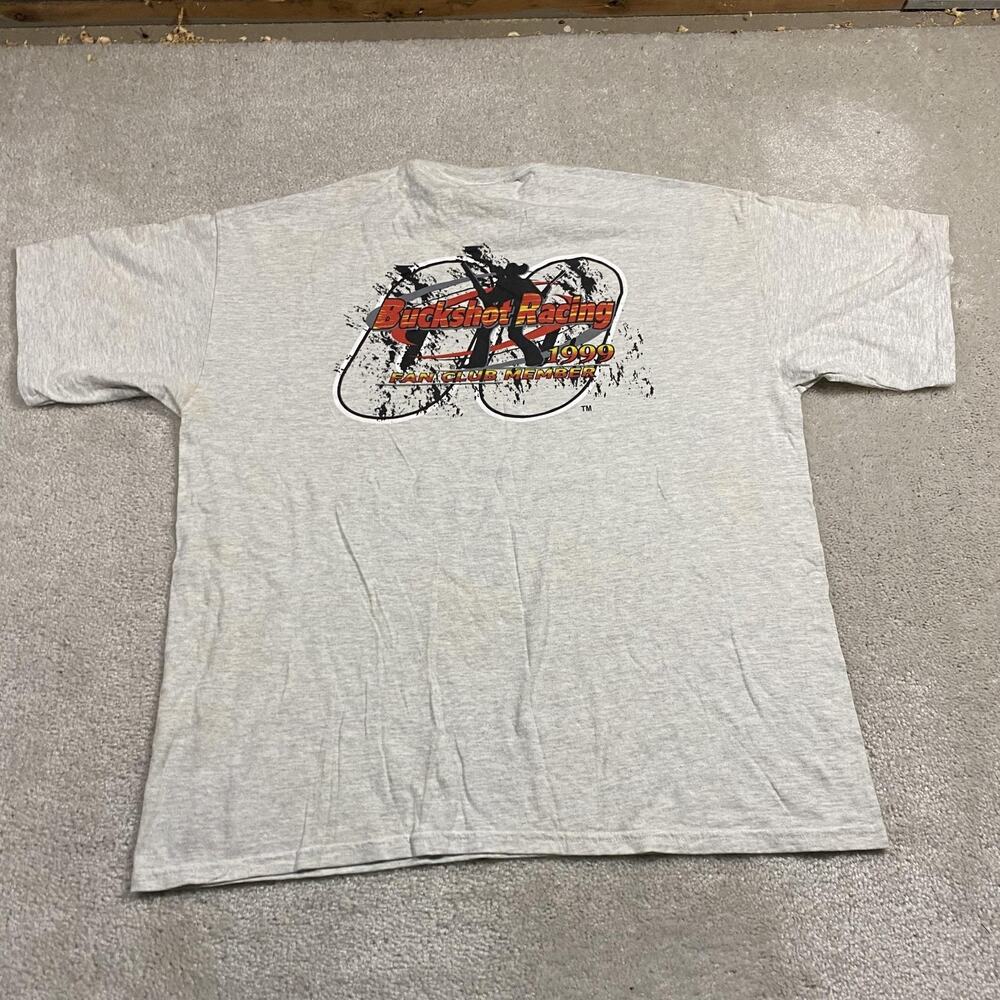 Vintage Buckshot Racing NASCAR Shirt Mens 2XL Gray 1999 Fan Club Tee Grunge 90s